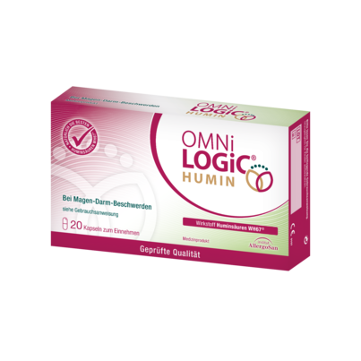 Sie sehen eine Packung OMNi-LOGiC® HUMIN, 20 Kapseln zum Einnehmen, Produktbild: 01 OMNi-LOGiC® HUMIN, 20 Kapseln zum Einnehmen, A-Nr.: 5477037 - 01