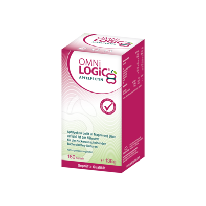 Sie sehen eine Packung OMNi-LOGiC® Apfelpektin, 180 Kapseln, Produktbild: 01 OMNi-LOGiC® Apfelpektin, 180 Kapseln, A-Nr.: 4246577 - 01