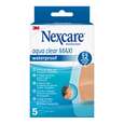 Sie sehen eine Packung Nexcare™ Aqua Clear MAXI Waterproof Pflaster, 60 mm x 88 mm, 5/Pack, Produktbild: 01 Nexcare™ Aqua Clear MAXI Waterproof Pflaster, 60 mm x 88 mm, 5/Pack, A-Nr.: 4892314 - 01