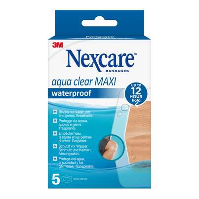 Nexcare™ Aqua Clear MAXI Waterproof Pflaster, 60 mm x 88 mm, 5/Pack, A-Nr.: 4892314 - 01