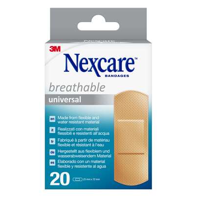 Nexcare™ Breathable Universal Pflaster, 25 mm x 72 mm, 20/Packung, A-Nr.: 5680672 - 01