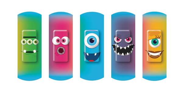 Nexcare™ Kinderpflaster Happy Kids Monster, assortiert, 20/Packung, Display, A-Nr.: 4833464 - 02