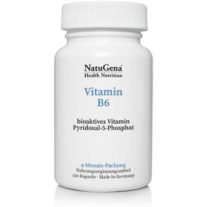Sie sehen eine Packung NatuGena Vitamin B6 Kapseln, Produktbild: 01 NatuGena Vitamin B6 Kapseln, A-Nr.: 5404400 - 01