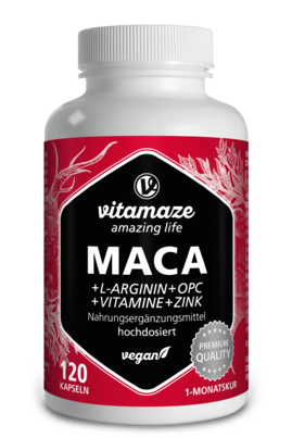 Vitamaze Maca 10:1 hochdosiert +L-Arginin u. OPC u. Vitamine vegan, A-Nr.: 5179417 - 01