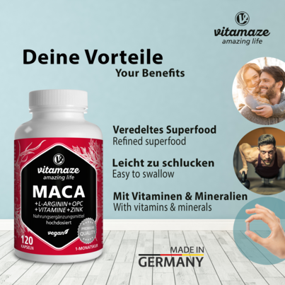 Vitamaze Maca 10:1 hochdosiert +L-Arginin u. OPC u. Vitamine vegan, A-Nr.: 5179417 - 03