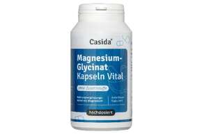 Sie sehen eine Packung Casida Magnesiumglycinat Kapseln Vital, Produktbild: 01 Casida Magnesiumglycinat Kapseln Vital, A-Nr.: 4895749 - 01