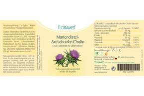 Sie sehen eine Packung Floramed Mariendistel-Artischocke-Cholin, Produktbild: 01 Floramed Mariendistel-Artischocke-Cholin, A-Nr.: 4390274 - 01