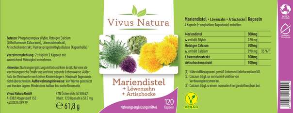 Mariendistel +Löwenzahn, +Artischocke Kapseln, A-Nr.: 5758842 - 01