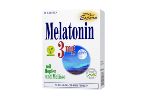 Sie sehen eine Packung Espara Melatonin 3mg Kapseln, Produktbild: 01 Espara Melatonin 3mg Kapseln, A-Nr.: 3957394 - 01