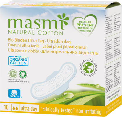 Sie sehen eine Packung Masmi Organic Care - Bio Monatsbinden Ultra Tag, Produktbild: 01 Masmi Organic Care - Bio Monatsbinden Ultra Tag, A-Nr.: 4368783 - 01
