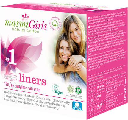 Sie sehen eine Packung Masmi Bio Slipeinlage Girls 1, Produktbild: 01 Masmi Bio Slipeinlage Girls 1, A-Nr.: 5160955 - 01