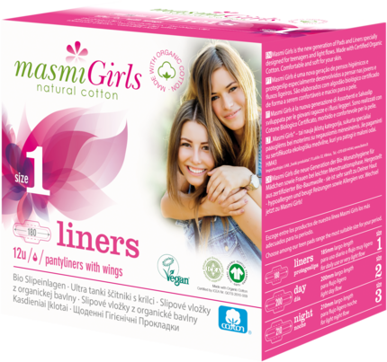 Sie sehen eine Packung Masmi Bio Slipeinlage Girls 1, Produktbild: 02 Masmi Bio Slipeinlage Girls 1, A-Nr.: 5160955 - 02