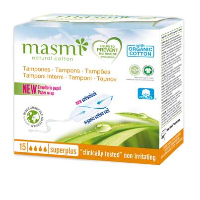 Sie sehen eine Packung Masmi Organic Care - Bio Tampons Super Plus, Produktbild: 01 Masmi Organic Care - Bio Tampons Super Plus, A-Nr.: 4368895 - 01