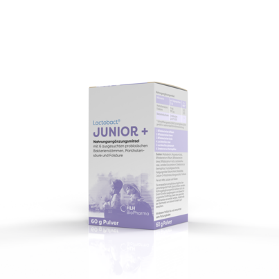 Sie sehen eine Packung Lactobact JUNIOR +, Produktbild: 01 Lactobact JUNIOR +, A-Nr.: 3967754 - 01
