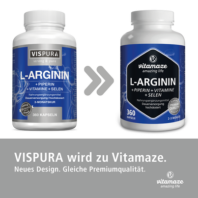 Vitamaze L-Arginin 750mg hochdosiert +Piperin u. Vitamine, A-Nr.: 5179481 - 02