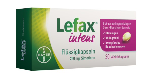 Sie sehen eine Packung Lefax® intens Flüssigkapseln, Produktbild: 01 Lefax® intens Flüssigkapseln, A-Nr.: 5342521 - 01