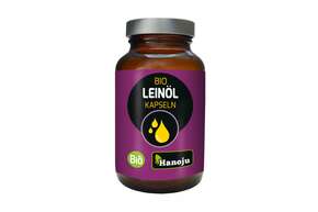 Sie sehen eine Packung Hanoju Leinöl Kapseln Bio 270mg, Produktbild: 01 Hanoju Leinöl Kapseln Bio 270mg, A-Nr.: 4255731 - 01