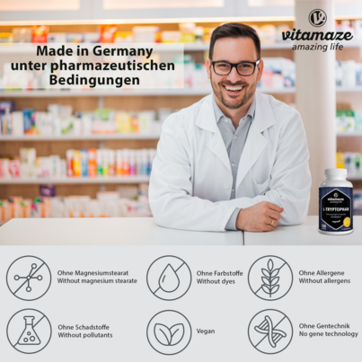 Vitamaze L-Tryptophan 500mg hochdosiert vegan, A-Nr.: 5274038 - 03