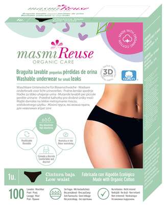 Bio Inkontinenz Slip - Low Waist - Größe S - Schwarz - MASMI, A-Nr.: 5777006 - 01