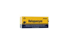 Sie sehen eine Packung Helopanzym 50 Drg., Produktbild: 01 Helopanzym 50 Drg., A-Nr.: 1268816 - 01