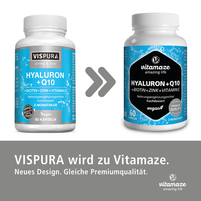 Vitamaze Hyaluronsäure 200mg hochdosiert +Coenzym Q10 vegan, A-Nr.: 5179593 - 02