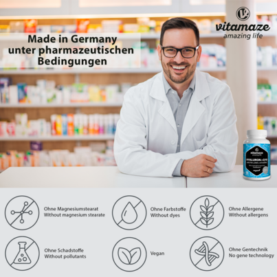 Vitamaze Hyaluronsäure 200mg hochdosiert +Coenzym Q10 vegan, A-Nr.: 5179593 - 04