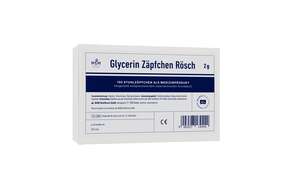 Sie sehen eine Packung Glycerin Zäpfchen Rösch 2g 100 Stk., Produktbild: 01 Glycerin Zäpfchen Rösch 2g 100 Stk., A-Nr.: 1304601 - 01