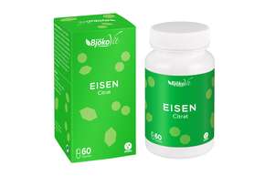 Sie sehen eine Packung BjökoVit Eisen citrat Kapseln vegan, Produktbild: 01 BjökoVit Eisen citrat Kapseln vegan, A-Nr.: 5174578 - 01