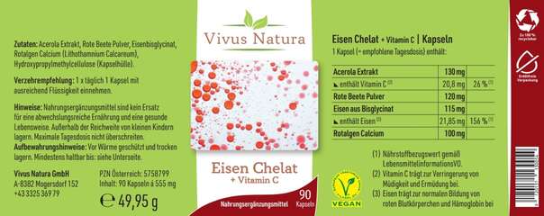 Eisen Chelat + Vitamin C Kapseln, A-Nr.: 5758799 - 01