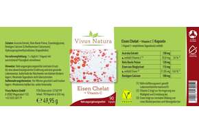 Sie sehen eine Packung Eisen Chelat + Vitamin C Kapseln, Produktbild: 01 Eisen Chelat + Vitamin C Kapseln, A-Nr.: 5758799 - 01