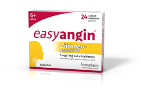 easyangin mit Zitronengeschmack 5mg/1mg Lutschtabletten, A-Nr.: 4222565 - 01