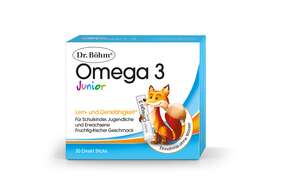 Sie sehen eine Packung Dr. Böhm Junior Omega 3 Sticks, Produktbild: 01 Dr. Böhm Junior Omega 3 Sticks, A-Nr.: 4143357 - 01