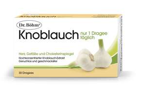 Sie sehen eine Packung Dr. Böhm Knoblauch nur 1 Dragee täglich, Produktbild: 01 Dr. Böhm Knoblauch nur 1 Dragee täglich, A-Nr.: 1520316 - 01