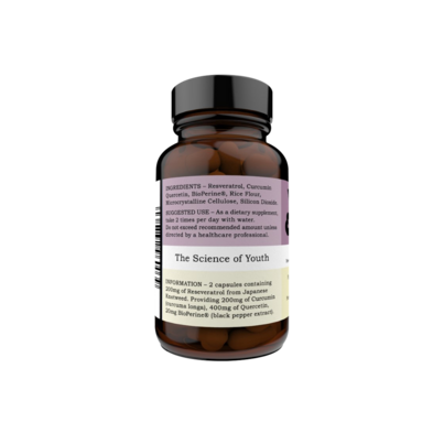 Sie sehen eine Packung Preservage Resveratrol Curcumin Kapseln Y+E, Produktbild: 02 Preservage Resveratrol Curcumin Kapseln Y+E, A-Nr.: 5391301 - 02