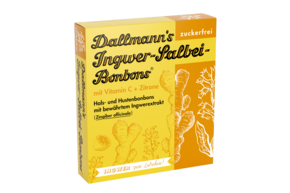 Sie sehen eine Packung Dallmann´s Ingwer-Salbei Bonbons, Produktbild: 01 Dallmann´s Ingwer-Salbei Bonbons, A-Nr.: 5383566 - 01