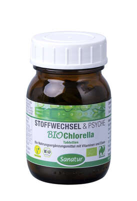 Sie sehen eine Packung Sanatur Chlorella Tabletten BIO, Produktbild: 02 Sanatur Chlorella Tabletten BIO, A-Nr.: 4258729 - 02
