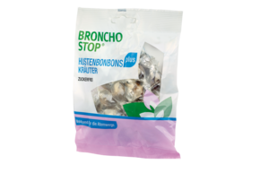 Sie sehen eine Packung Bronchostop plus Hustenbonbons, Produktbild: 01 Bronchostop plus Hustenbonbons, A-Nr.: 2613623 - 01