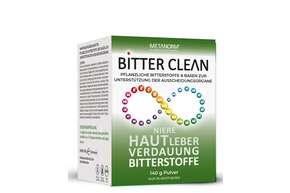 Sie sehen eine Packung BITTER CLEAN Pulver METANORM®, Produktbild: 01 BITTER CLEAN Pulver METANORM®, A-Nr.: 5729272 - 01