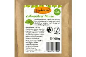Sie sehen eine Packung Birkengold Zahnpulver Minze, Produktbild: 01 Birkengold Zahnpulver Minze, A-Nr.: 5160263 - 01