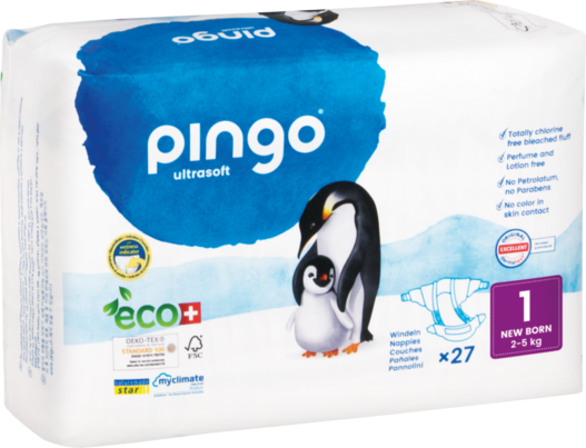 Bio Windeln New Born 2-5kg Pinguin – Pingo Swiss, A-Nr.: 4559514 - 01