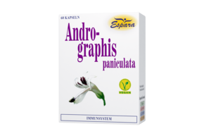 Sie sehen eine Packung Espara Andrographis Kapseln, Produktbild: 01 Espara Andrographis Kapseln, A-Nr.: 3492417 - 01