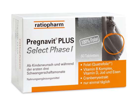 Sie sehen eine Packung Pregnavit® PLUS Select Phase I, Produktbild: 01 Pregnavit® PLUS Select Phase I, A-Nr.: 4552363 - 01