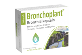 Sie sehen eine Packung Bronchoplant® Bronchialkapseln, Produktbild: 01 Bronchoplant® Bronchialkapseln, A-Nr.: 5683446 - 01