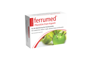 Sie sehen eine Packung ferrumed® Pflanzliche Eisen-Kapseln, Produktbild: 01 ferrumed® Pflanzliche Eisen-Kapseln, A-Nr.: 4367602 - 01