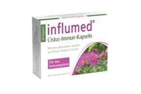 Sie sehen eine Packung influmed® Cistus-Immun-Kapseln, Produktbild: 01 influmed® Cistus-Immun-Kapseln, A-Nr.: 4271279 - 01