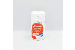 Sie sehen eine Packung Lachsöl Omega 3 + Vitamin E Kapseln, Produktbild: 01 Lachsöl Omega 3 + Vitamin E Kapseln, A-Nr.: 4547250 - 01