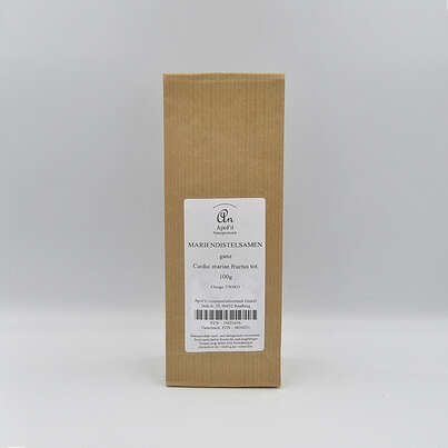 Sie sehen eine Packung Mariendistelsamen ganz, Produktbild: 01 Mariendistelsamen ganz, A-Nr.: 4834251 - 01