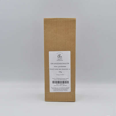 Sie sehen eine Packung Orangenschalen bitter geschnitten, Produktbild: 01 Orangenschalen bitter geschnitten, A-Nr.: 4834305 - 01