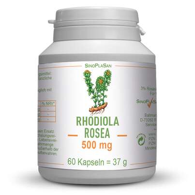 Sie sehen eine Packung Rhodiola Rosea 500 mg MONO 60 Kapseln, Produktbild: 01 Rhodiola Rosea 500 mg MONO 60 Kapseln, A-Nr.: 5446189 - 01