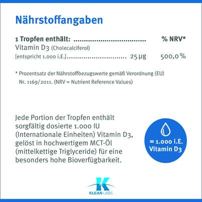 Vitamin D3 1000 i.E. Klean Labs flüssig, A-Nr.: 5598226 - 07